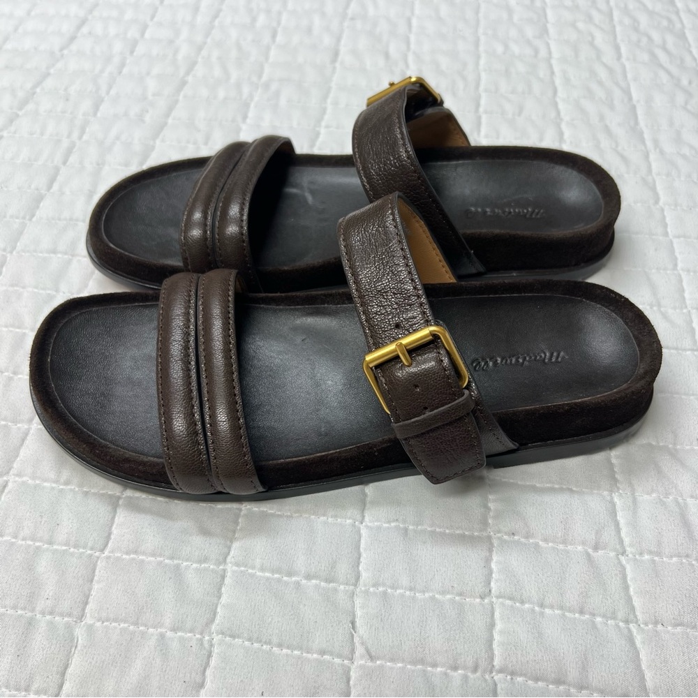 Madewell The Dara Double-Strap Slide Sandal in Dark Carob Brown Size 7.5 - Picture 7 of 12